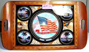 VINTAGE LARGE BUTTERFLY WING TRAY GOD BLESS AMERICA - $175 (WARD)