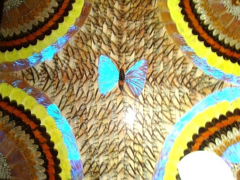 VINTAGE LARGE BUTTERFLY WING TRAY MULTICOLORED